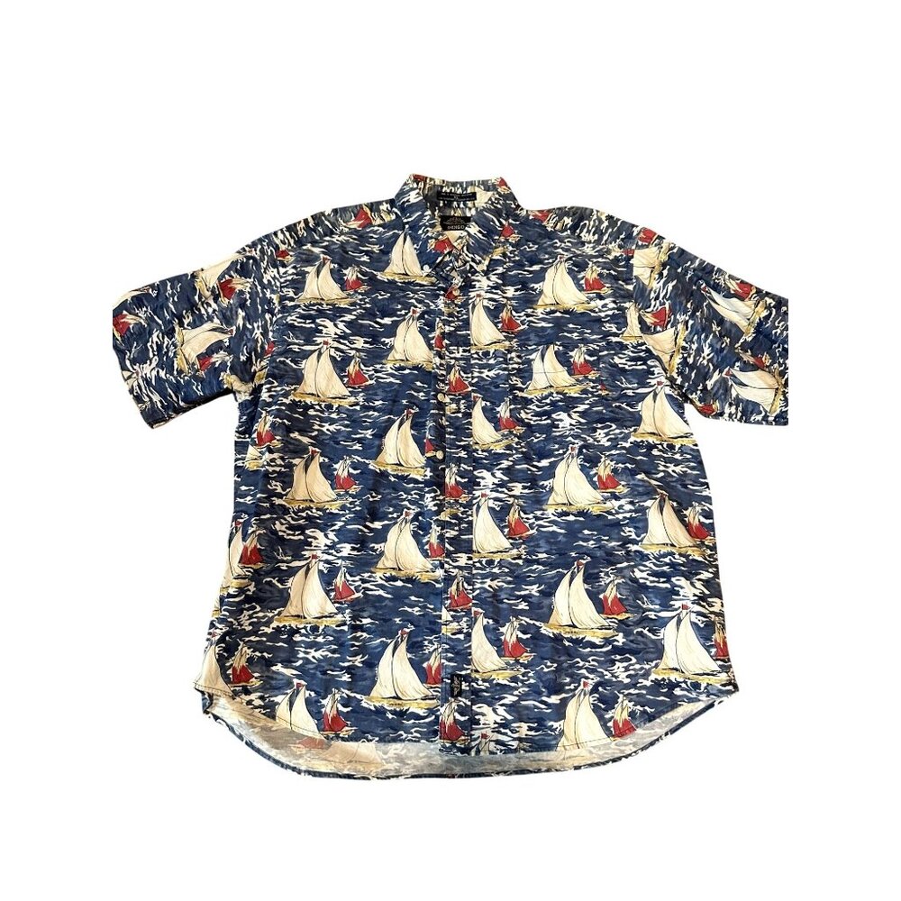 Vintage Dockers Indigo by Levi’s XL‎ Sailboat Shirt – 90s/2000s Nautical Print